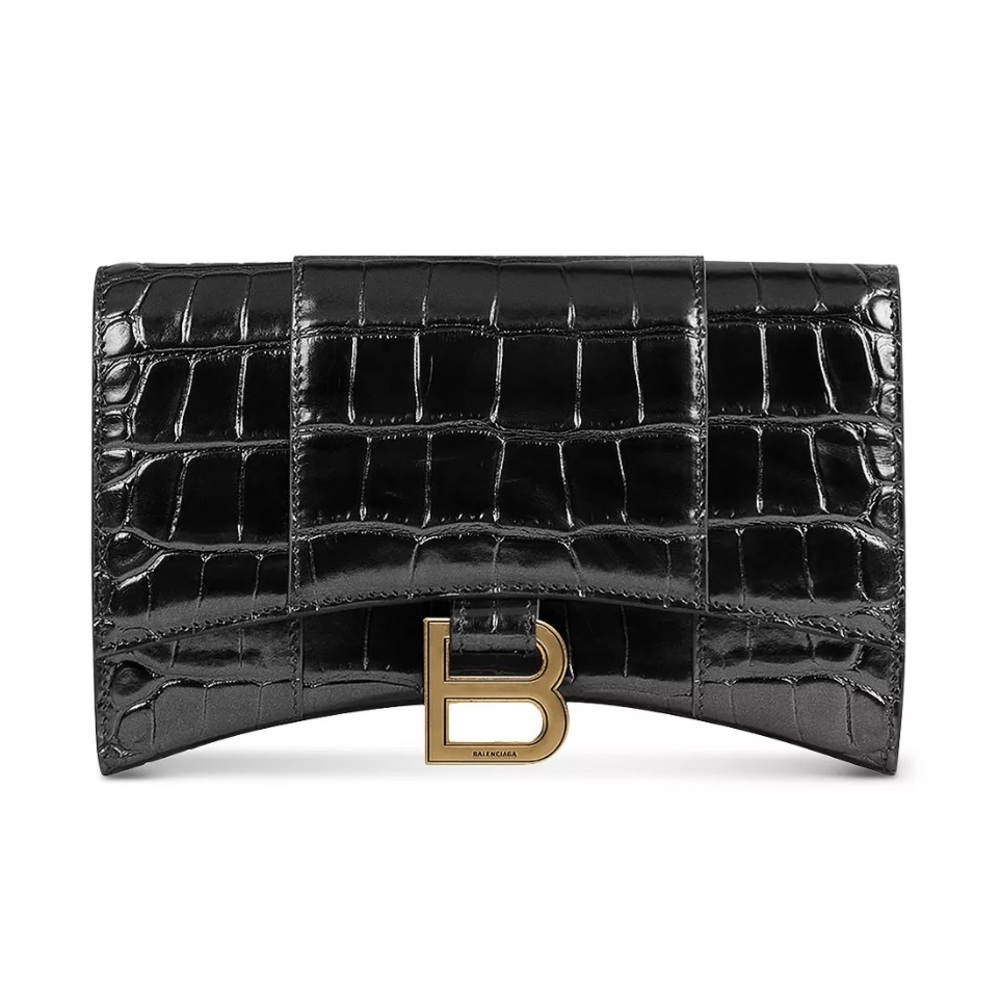 BALENCIAGA
Hourglass Shiny Mock-Croc Chain Wallet